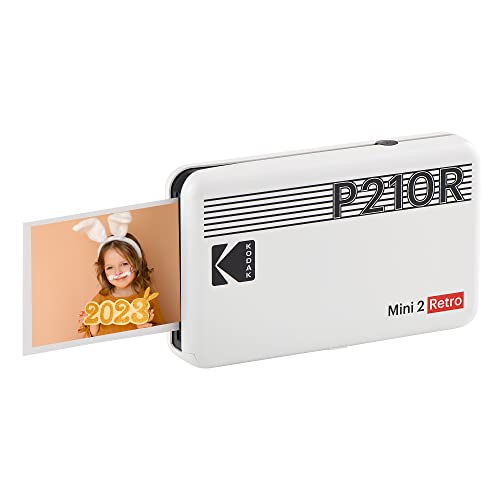 Kodak Mini 2 Retro mobiler Fotodrucker für Smartphone (iPhone & Android) - Weiß - 8 Blatt (54 x 86 mm, 4Pass-Technologie-Laminierung)