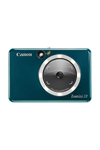 Canon Zoemini S2 Sofortbildkamera Fotodrucker + Fotopapier 10 Stk ZINK ZP-2030 (Micro SD Speicher 256 GB, Mobiler Sofortdruck, Bluetooth, 5 x 7,6 cm Fotos, Akku, 3 Aufnahmemodi, Printapp), aquamarin