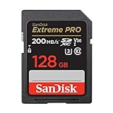 SanDisk Extreme PRO SDXC UHS-I Speicherkarte 128 GB (V30, Übertragungsgeschwindigkeit 200 MB/s, U3, 4K UHD Videos, SanDisk QuickFlow-Technologie, temperaturbeständig)