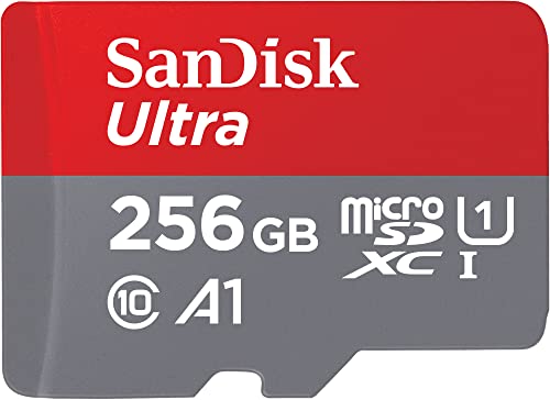 SanDisk Ultra Android microSDXC UHS-I Speicherkarte 256 GB + Adapter (Für Smartphones und Tablets, A1, Class 10, U1, Full HD-Videos, bis zu 150 MB/s Lesegeschwindigkeit)