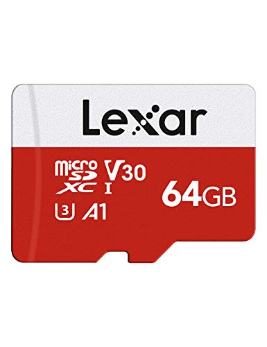 Lexar Micro SD Karte 64GB, Speicherkarte Micro SD mit SD Adapter, Bis zu 100 MB/s Lesegeschwindigkeit, UHS-I, U3, A1, V30, C10, 4K UHD microSDXC Memory Card