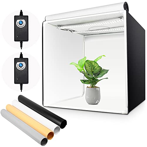 Yorbay Fotostudio Set 60 x 60 x 60cm CRI 95+ LED-Fotobox Lichtbox Lichtwürfel Profi Fotografie Lichtzelt inkl. 4 PVC-Hintergrundfolien (schwarz, rein weiß, grau,orange) Mehrweg