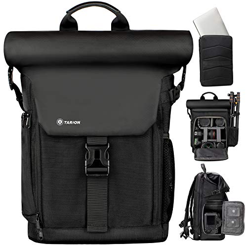 TARION Kamerarucksack Wasserdicht Fotorucksack Kameratasche DSLR Rucksack mit 15,6 Zoll Laptophülle und Regenschutzhülle(SP-01-Schwarz)
